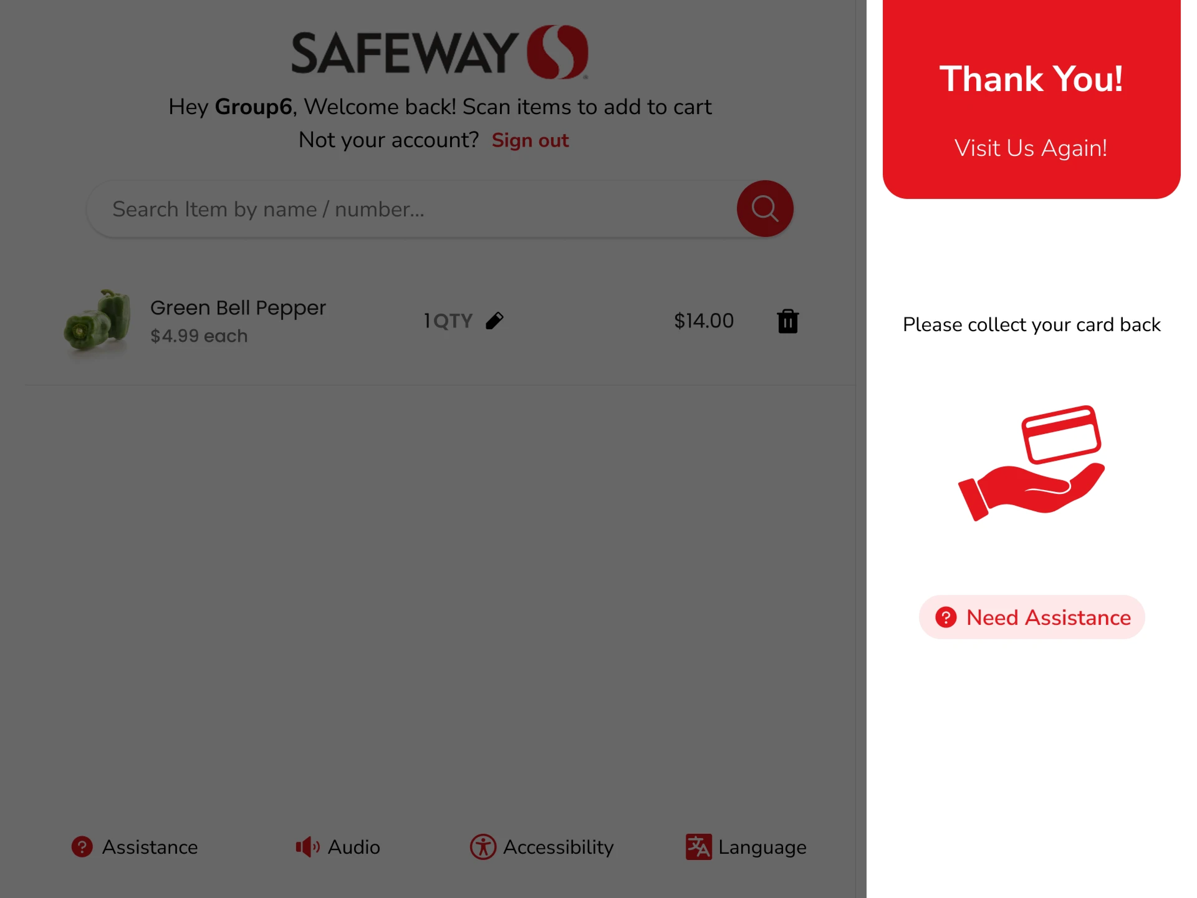 Discount and voided items appearing visually similar on final bill